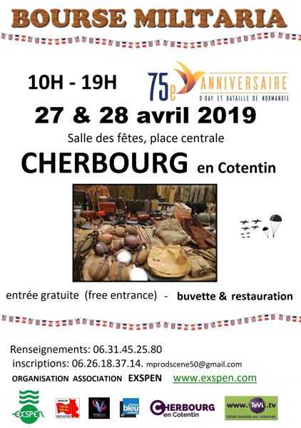 Bourse Militaria  27 &  28 avril 2019  CHERBOURG